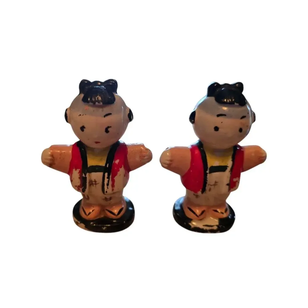 Vintage Children of The Emperor Salt & Pepper Shakers No Stoppers Marked Japan